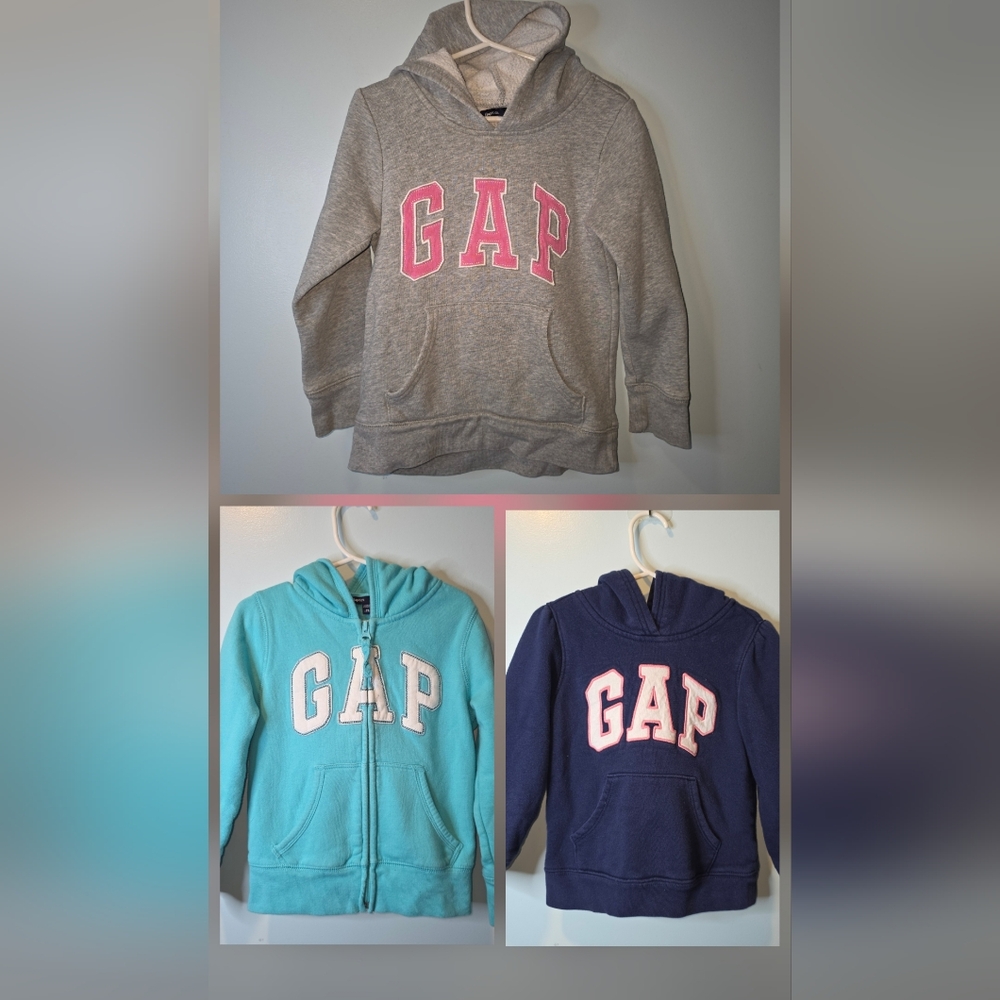 GAP Kids Girls Hoodie BUNDLE - Gray, Blue, and Navy‎ SIZE 4/5